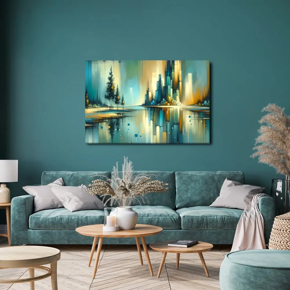 Tablou peisaj urban reflectat