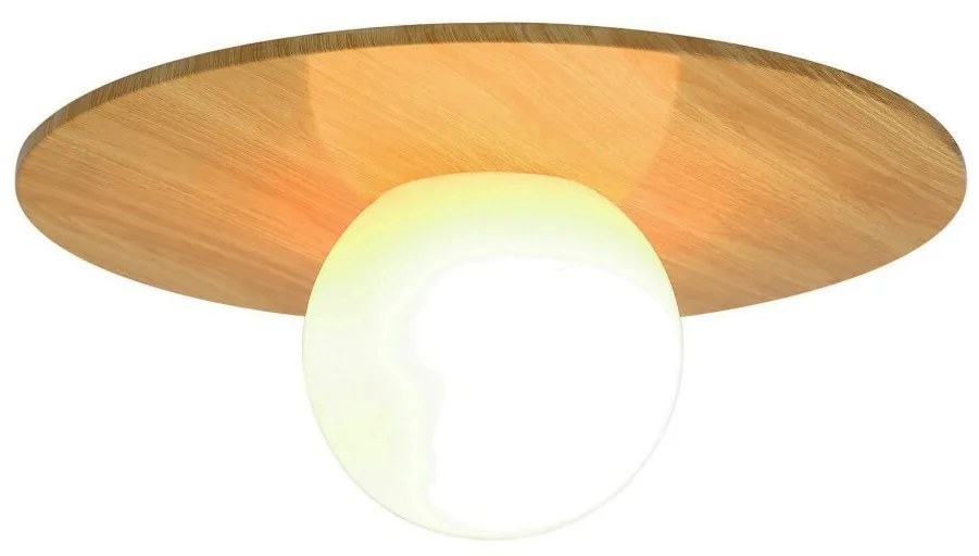 Plafoniera Rotunda cu protectie IP44 Siona aspect de lemn