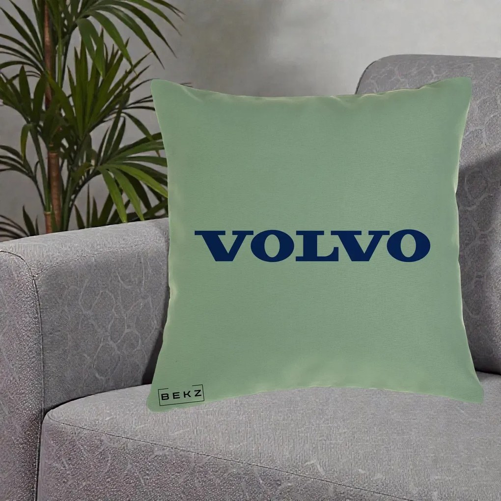 Perna Personalizata cu emblema Volvo, 40x40 cm, Verde, Husa Detasabila, Perna Inclusa, BEKZ®