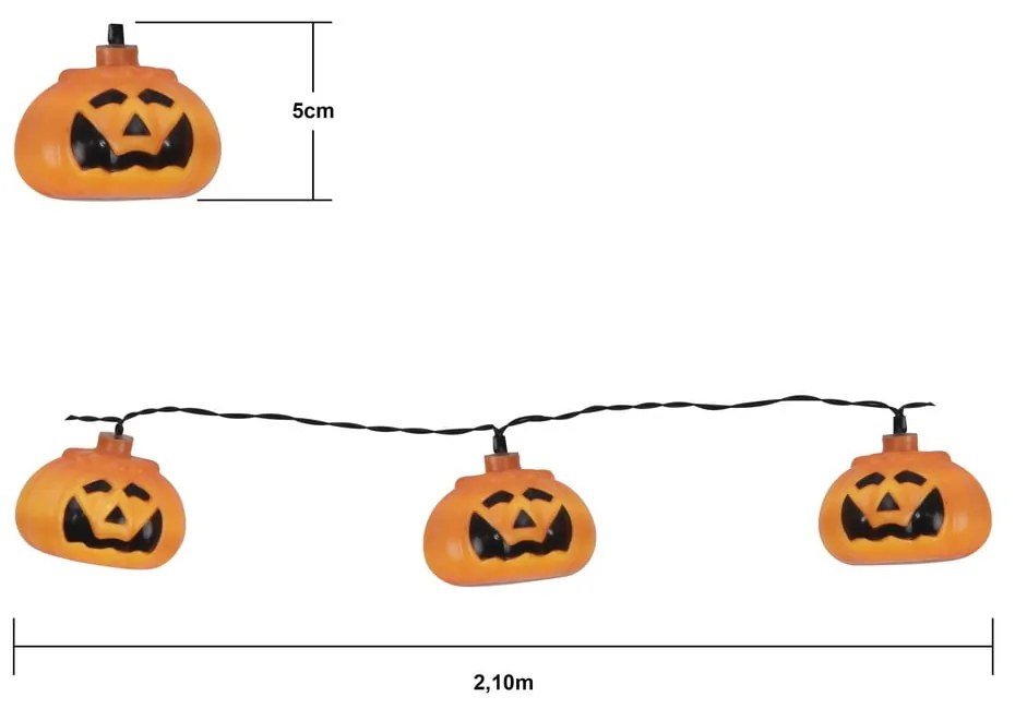 Ghirlandă luminoasă număr becuri 8 buc. cu baterii lungime 210 cm Halloween – Star Trading