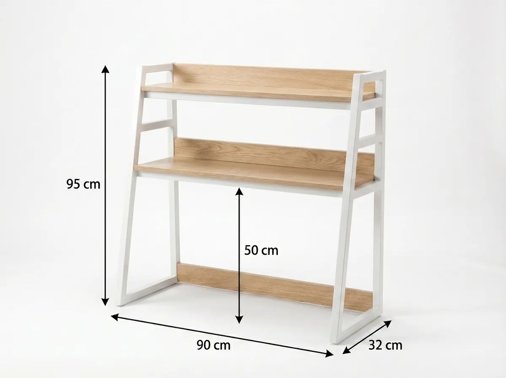 Polita de masa VERTEX 90x95 cm, alba / decor stejar