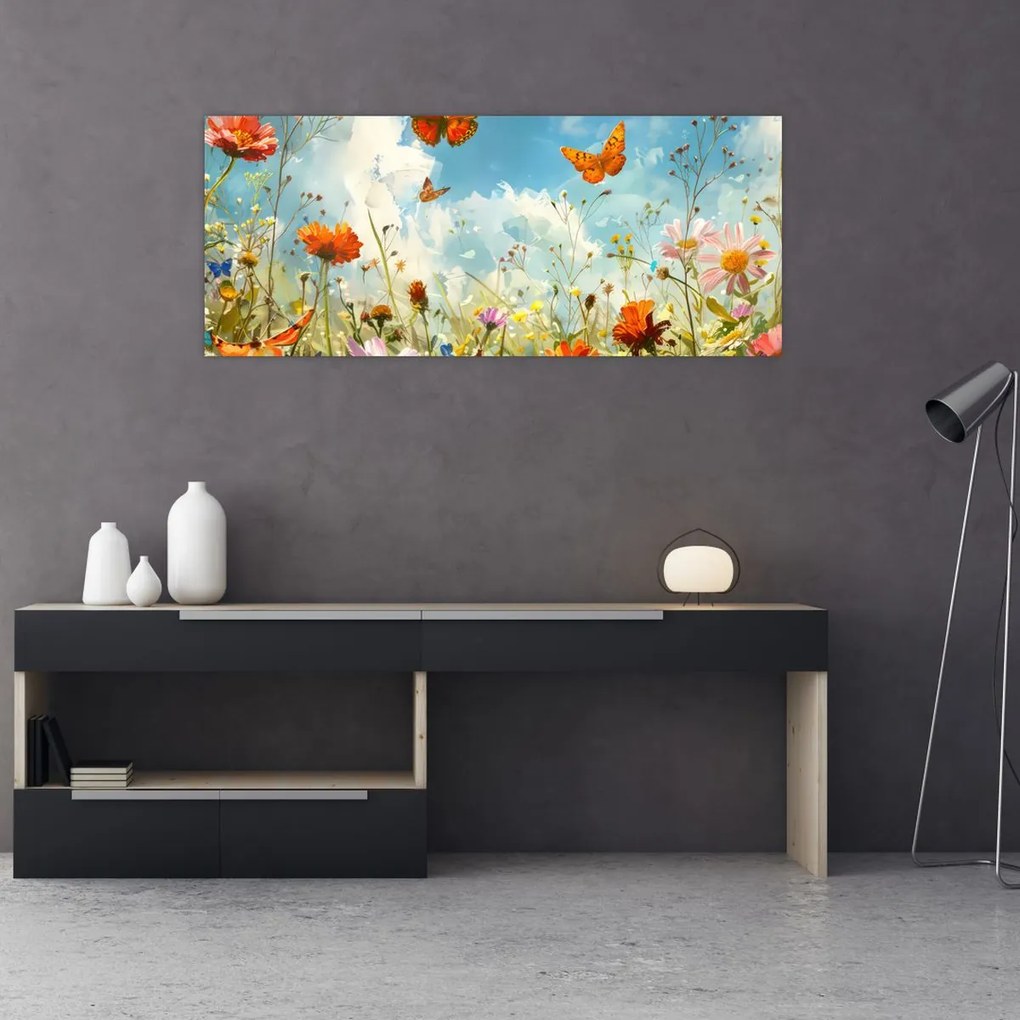 Tablou - Fluturi pe pajiștea de vară (120x50 cm)