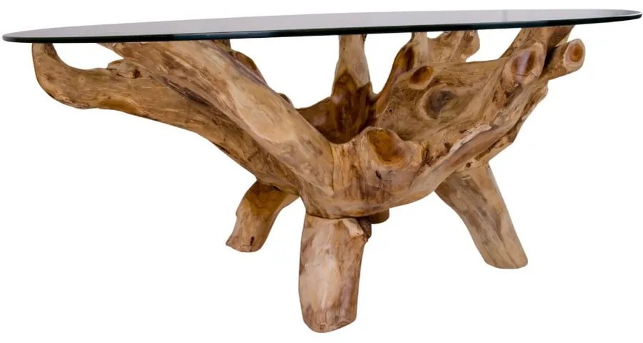 Măsuță de cafea în culoare naturală rotundă cu blat din sticlă ø 110 cm Amazonas – House Nordic