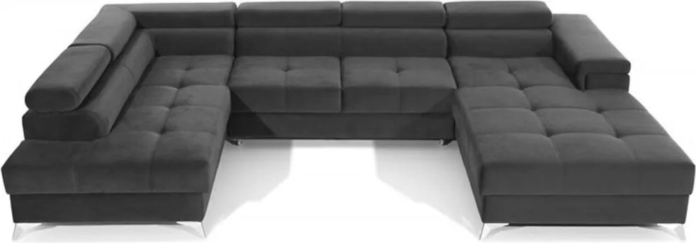 Coltar extensibil stanga 5 locuri ELTAP, Edr-99, Eduardo, 337x205x88 cm, lemn/poliester, verde inchis