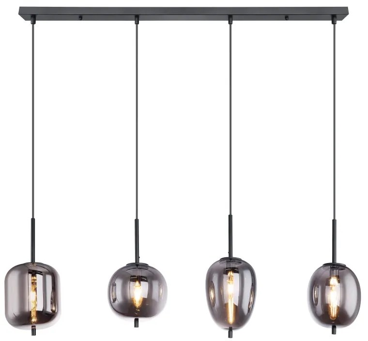 Lustra suspendata cu 4 pendule design modern BLACKY fumuriu 15345-4 GL