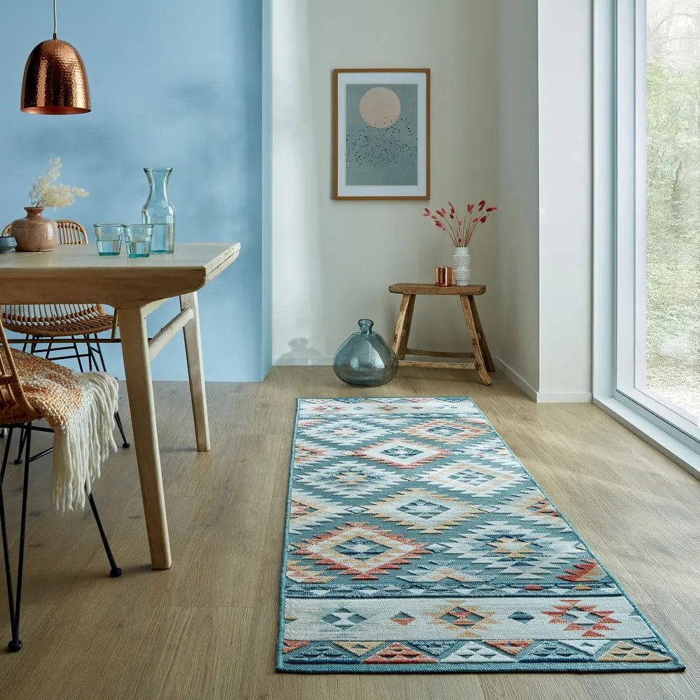 Covor tip traversă de exterior albastru 80x230 cm Avery Blue – Flair Rugs