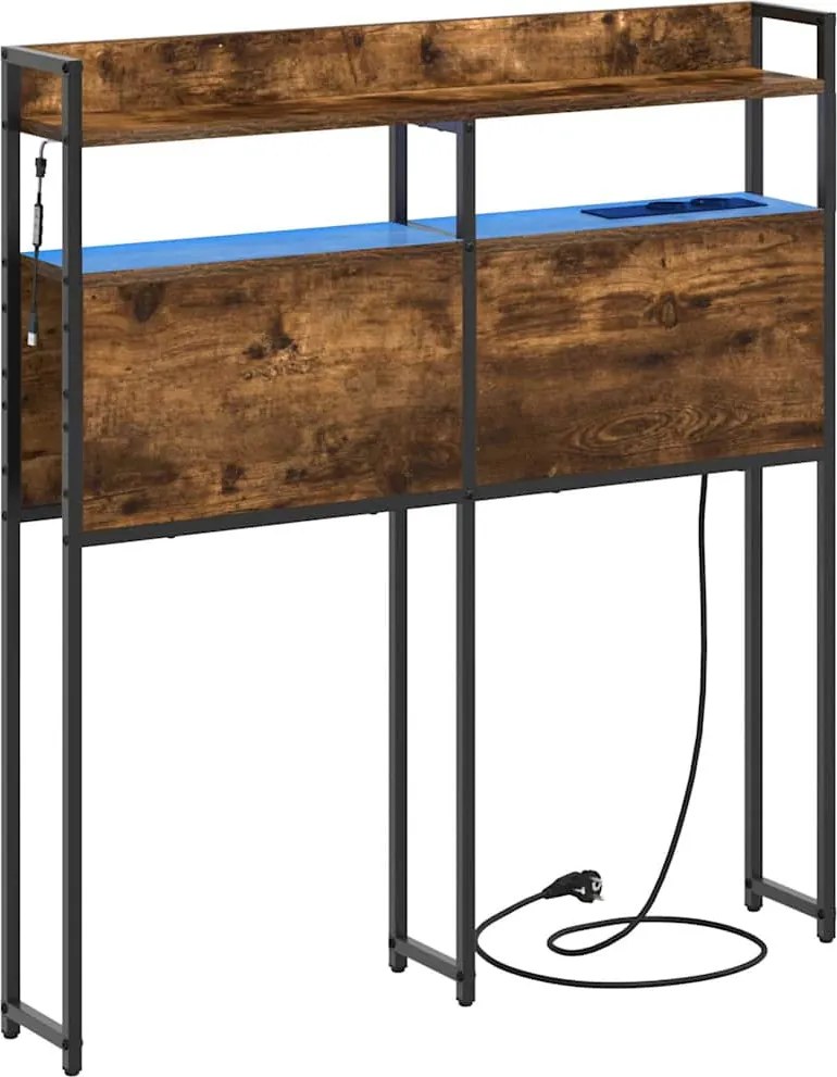 vidaXL Tăblie de depozitare cu raft Stejar afumat 75 cm Lemn compozit