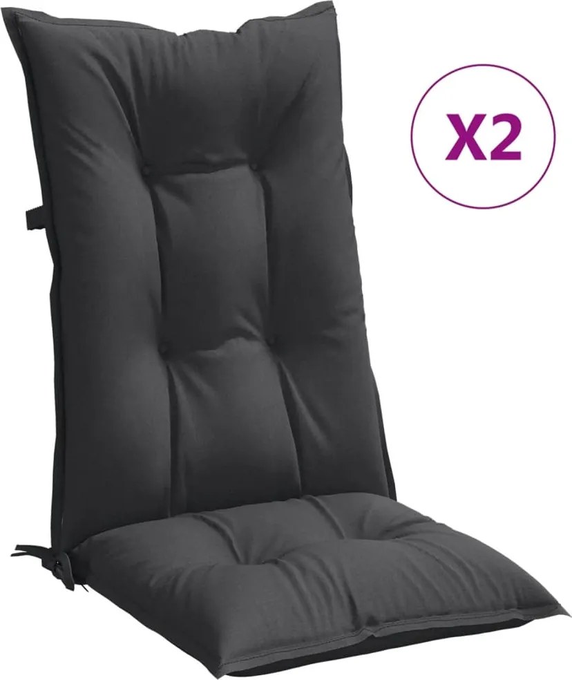 vidaXL Perne scaun cu spătar înalt, 2 buc. antracit 120x50x7 cm textil
