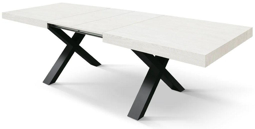 Masa Linda extensibila, blat PAL - BLAT ALB, PICIOR GRI ANTRACIT - 160 cm / 90 cm / h 77
