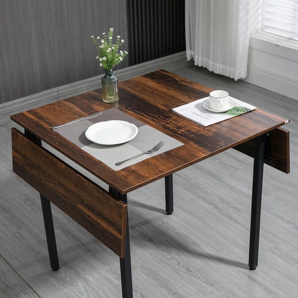 Set de 3 piese HOMCOM, masa cu extensie plianta, 2 scaune | Aosom RO