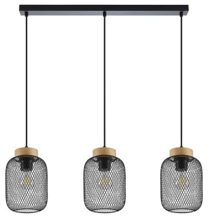 Brilagi - Lustră suspendată pe cablu BASKLITE 3xE27/15W/230V lemn/negru