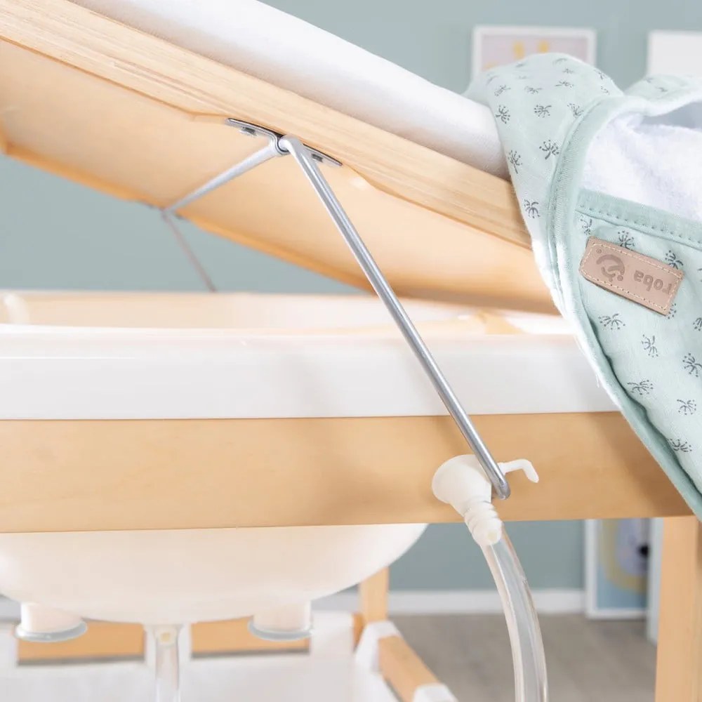 Masă de înfășat albă/în culoare naturală cu aspect de lemn de mesteacăn Baby Pool – Roba