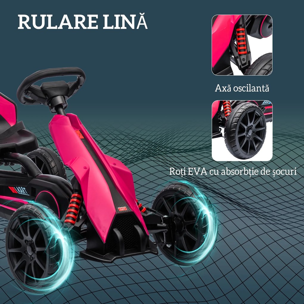 Homcom Kart Copii cu Pedale – Scaun Reglabil, Roti EVA 100×58×58.5 cm | Aosom Romania