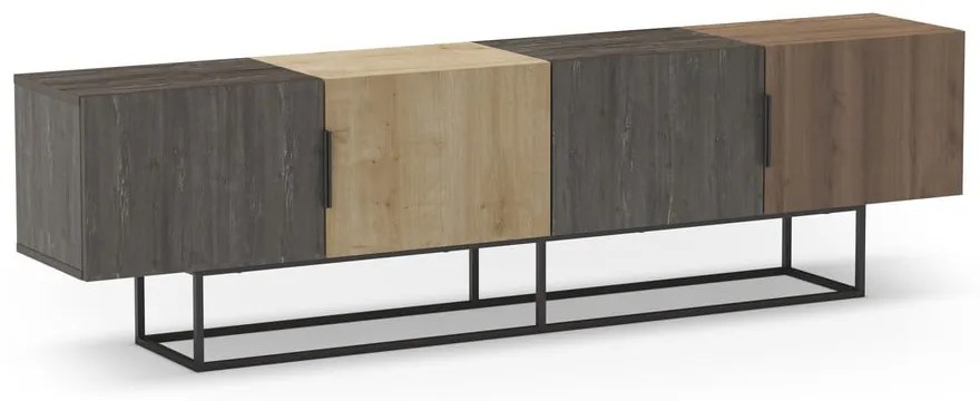 Masă TV în culoare naturală cu aspect de lemn de stejar 200x55 cm Titan – Marckeric