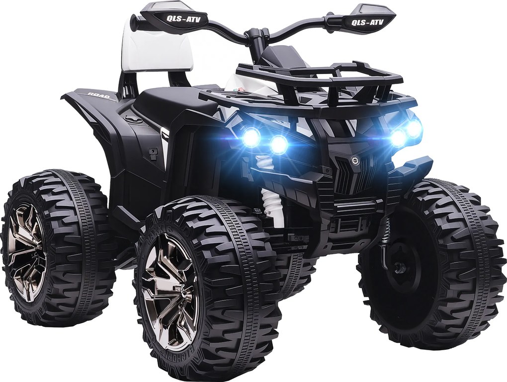 HOMCOM Quad Electric pentru Copii 3-5 Ani 12V, 3-8km/h Mini Quad pentru Copii cu 2 Motoare, Muzică, MP3, Conector USB, Card TF, Faruri și Pedală, Alb | Aosom Romania
