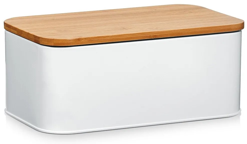 Cutie pentru pastrarea painii, capac de lemn, Zeller, 31 x 18 x 13 cm, Alb