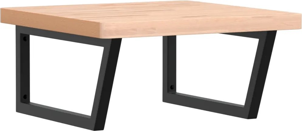 vidaXL Raft pentru lavoar montat pe perete, oțel și lemn masiv fag