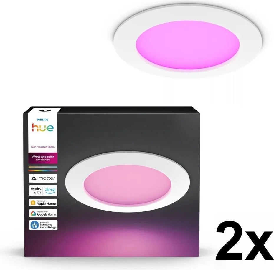 Philips - Set de 2 spoturi LED RGBW, dimabile, pentru baie, încorporate Hue SLIM LED/12W/230V IP44
