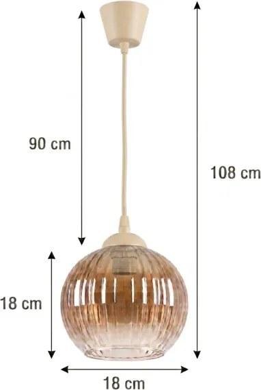 Brilagi - Lustră LED suspendată pe cablu R GLASS 1xE27/60W/230V Ø 18 cm bej/maro fumuriu