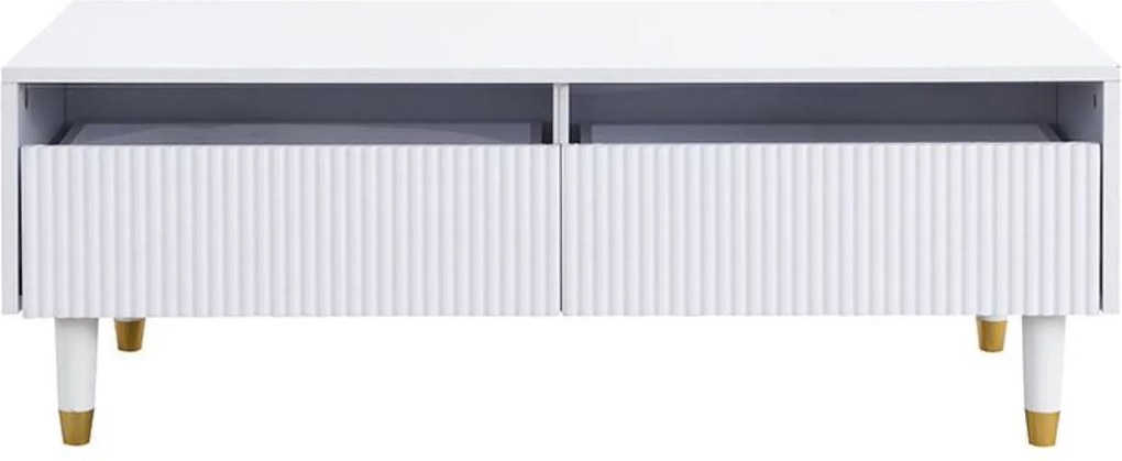 Masă de cafea cu LED, 2 sertare și iluminare LED, 110x50x40 cm, Alb