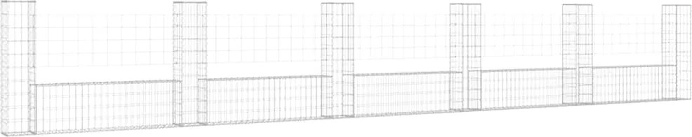 vidaXL Coș gabion în formă de U cu 6 stâlpi, 620x20x100 cm, fier