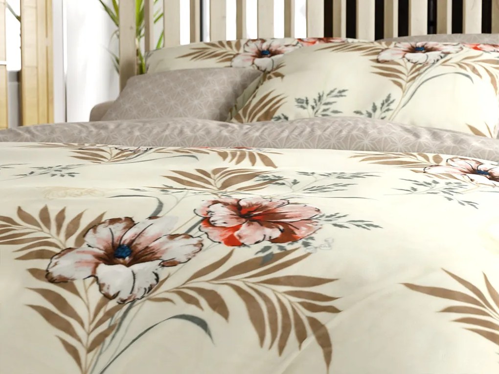 Lenjerie de pat reversibila DUO SENSE SANDORA crem + fata de perna 40x50 cm GRATUIT Dimensiune lenjerie de pat: 70 x 90 cm | 140 x 200 cm