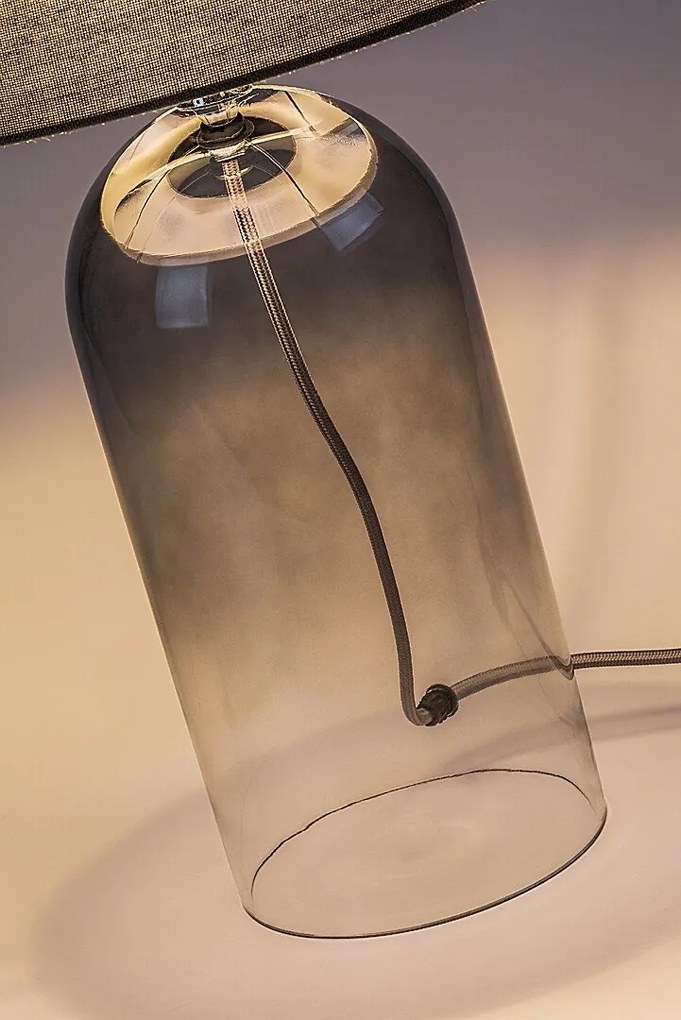 Lampa de masa sticla fumurie abajur gri Luxin