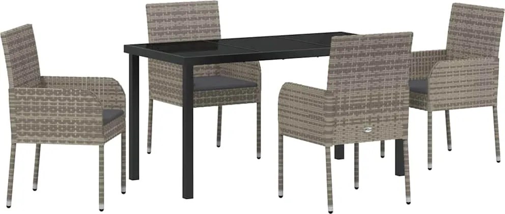 vidaXL Set de masă pentru grădină cu pernă 5 pcs Gri poliratan