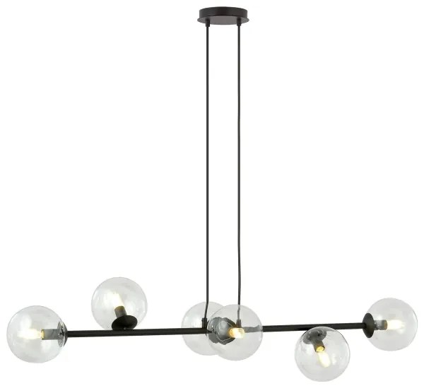 Lustră pe cablu ROSSI 6xE14/10W/230V negru/transparent