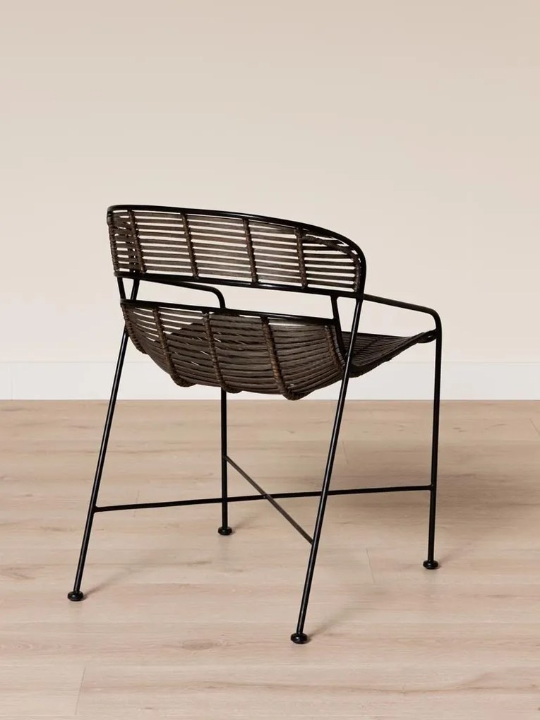 Scaun maro din metal si rattan, "Zeyra"