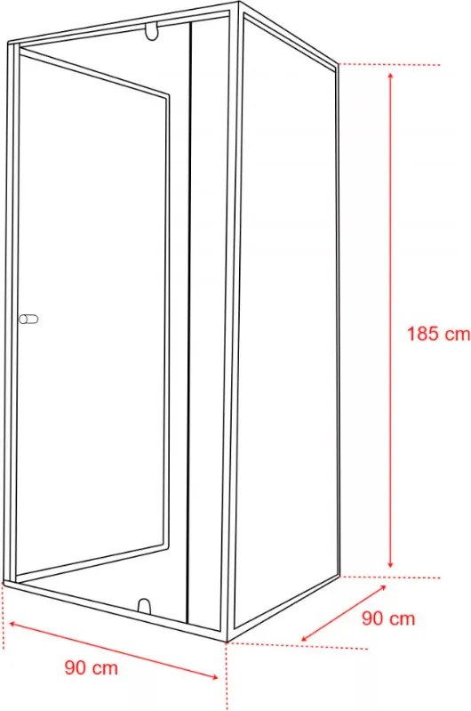 Flexi perete montat pătrat cabină de duș 90x90 cm fără tavă de duș negru