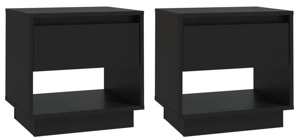 Noptiere, negru, 2 buc., 45x34x44 cm, PAL 2, Negru