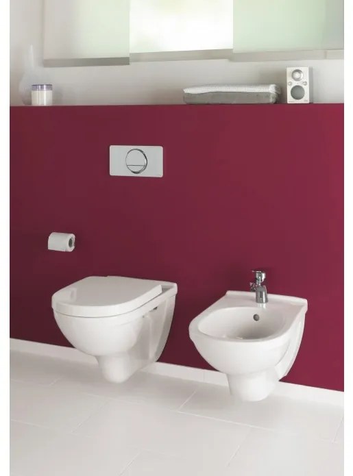 Pachet vas WC rimless suspendat + bideu suspendat, Villeroy&amp;Boch O.novo, cu capac WC inchidere lenta, 5660HR01+54600001