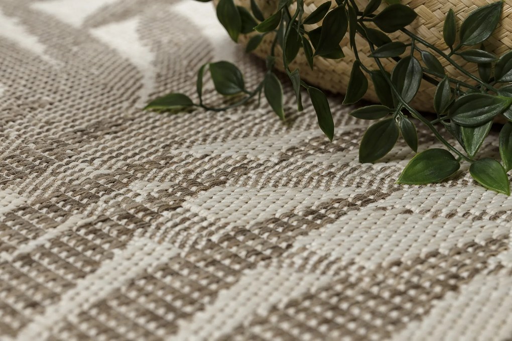 Covor sisal Floorlux 20504 Frunze şampanie si gri Junglă