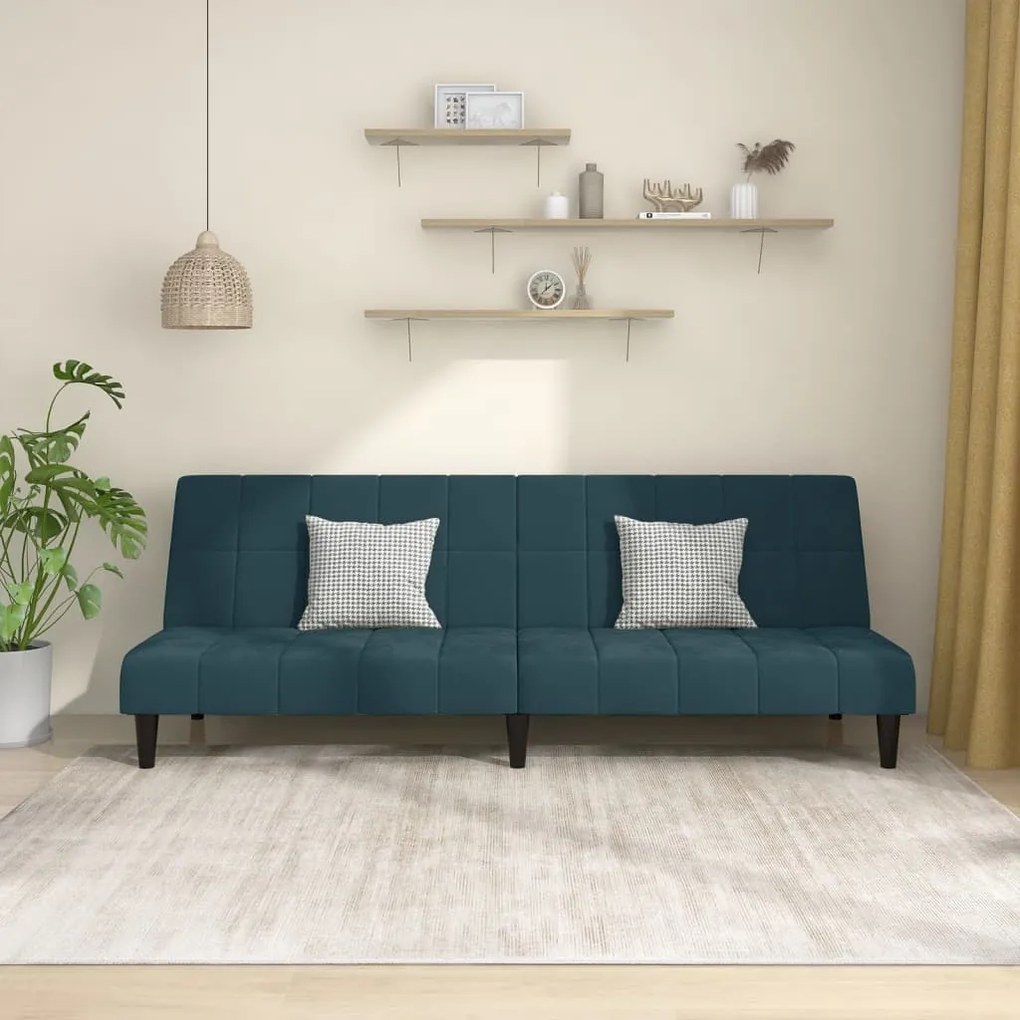 337501 vidaXL Canapea extensibilă cu 2 locuri, albastru, catifea