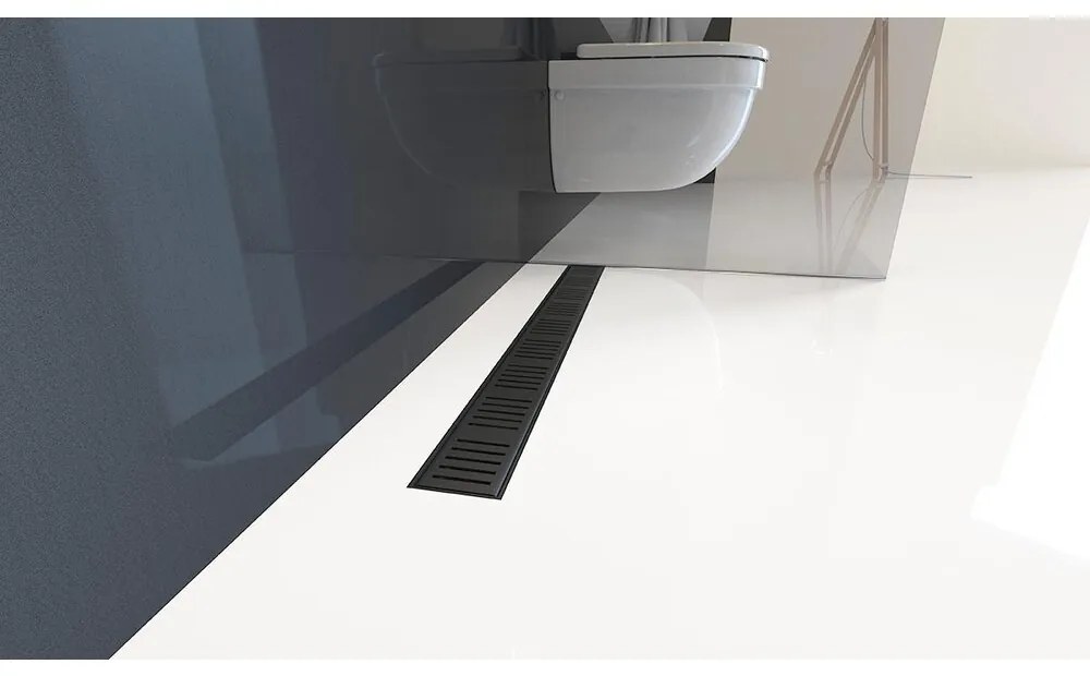 Set rigola dus cu capac negru mat Alca APZ10BLACK Simple 65 cm