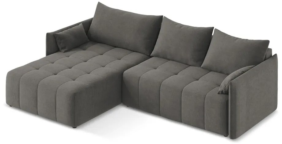 Colțar gri închis extensibil/cu spațiu de depozitare (cu colț pe partea stângă/cu șezlong) Moku – Makamii