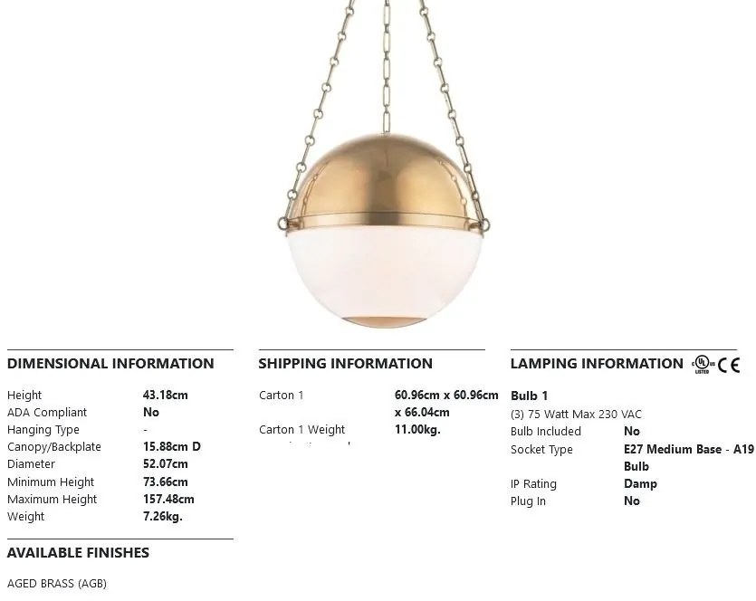 Pendul LUX, design clasic, SPHERE NO. 2 large