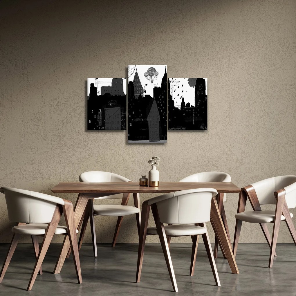Tablou - Oraș cu inscripții și modele (90x60 cm)