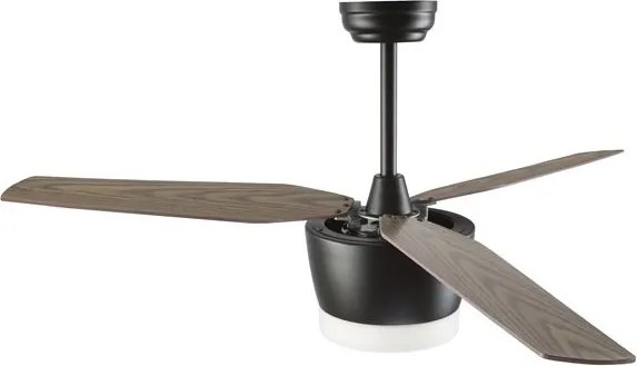 Lustra LED cu ventilator si telecomanda design modern Monsoon stejar