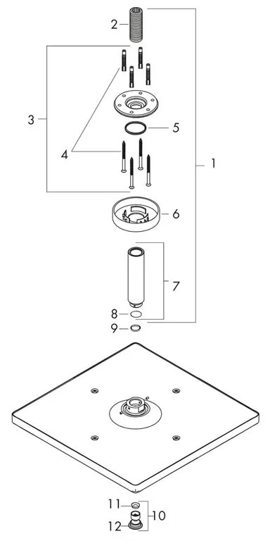 Palarie de dus, Hansgrohe, Raindance E 300, cu brat de montaj, negru mat