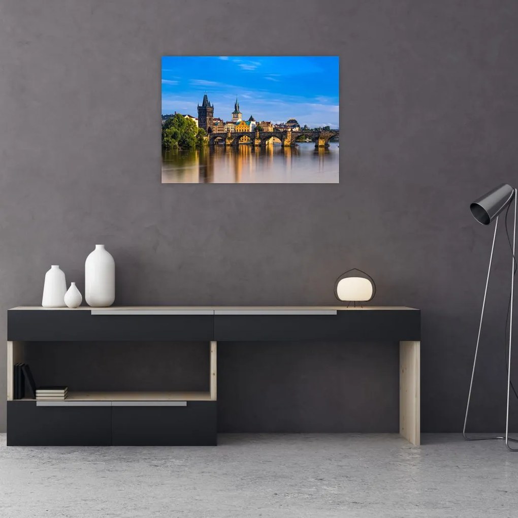 Tablou pe sticlă cu podul Carol (70x50 cm)