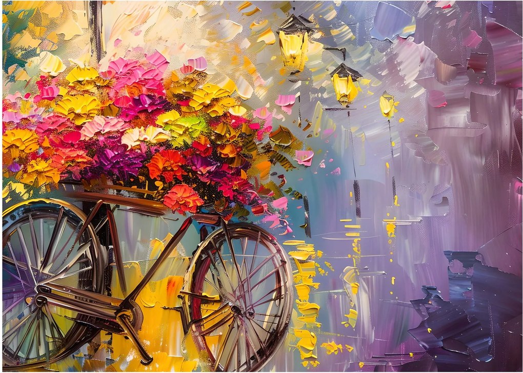 Tablou - Roată cu flori (70x50 cm)
