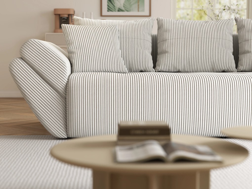 Canapea extensibilă dumonde cu ladă de depozitare si sezut confortabil din spuma high-density, Berlin Zoom Crem 250x100 cm