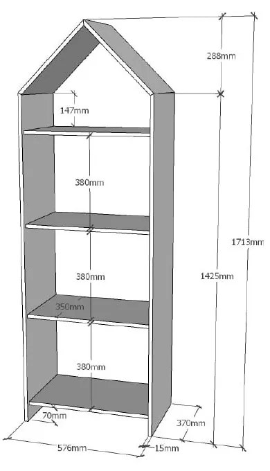 Bibliotecă Vipack Casami, 57 x 171 cm, alb