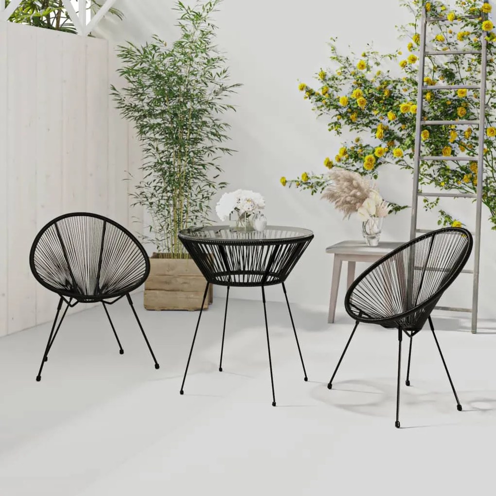 Set de mobilier pentru gradina, 3 piese, negru 3