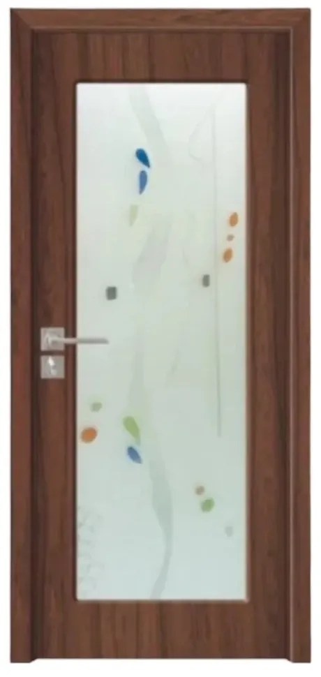 Usa Interior din MDF Novo Doors ND110, Cadru din Lemn Masiv, Geam Sablat, KIT COMPLET, Toc , Manere si balamale incluse (Culoare: Crem, Toc: Reglabil