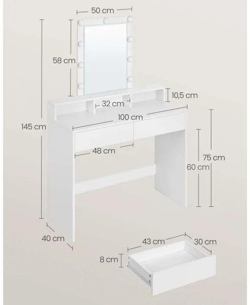 Masă de toaletă LADA, albă