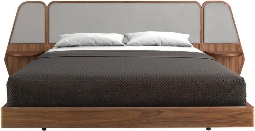 Pat dublu tapitat design LUX Grey-Walnut, 180x200cm