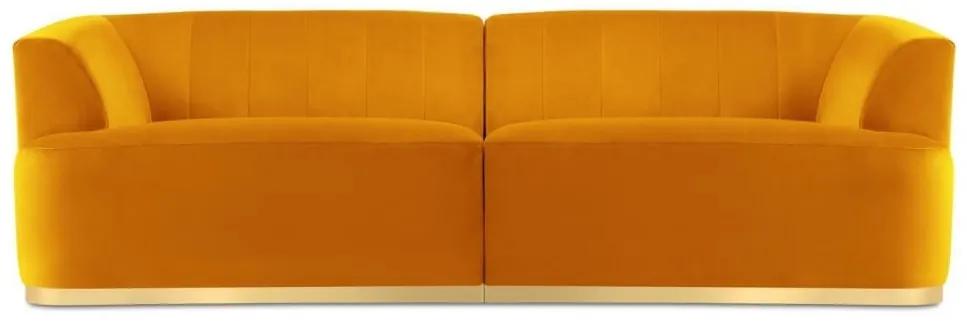 Canapea cu 3 locuri Goct cu tapiterie din catifea, galben